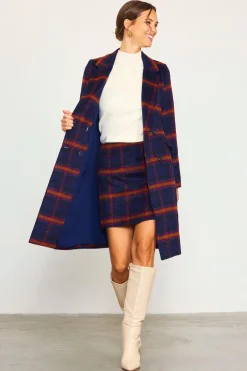 Double Breasted Plaid Coat