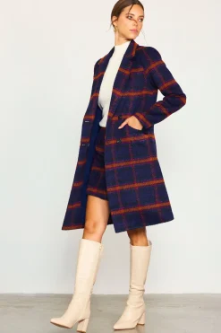 Double Breasted Plaid Coat