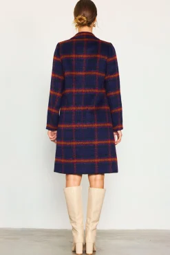 Double Breasted Plaid Coat