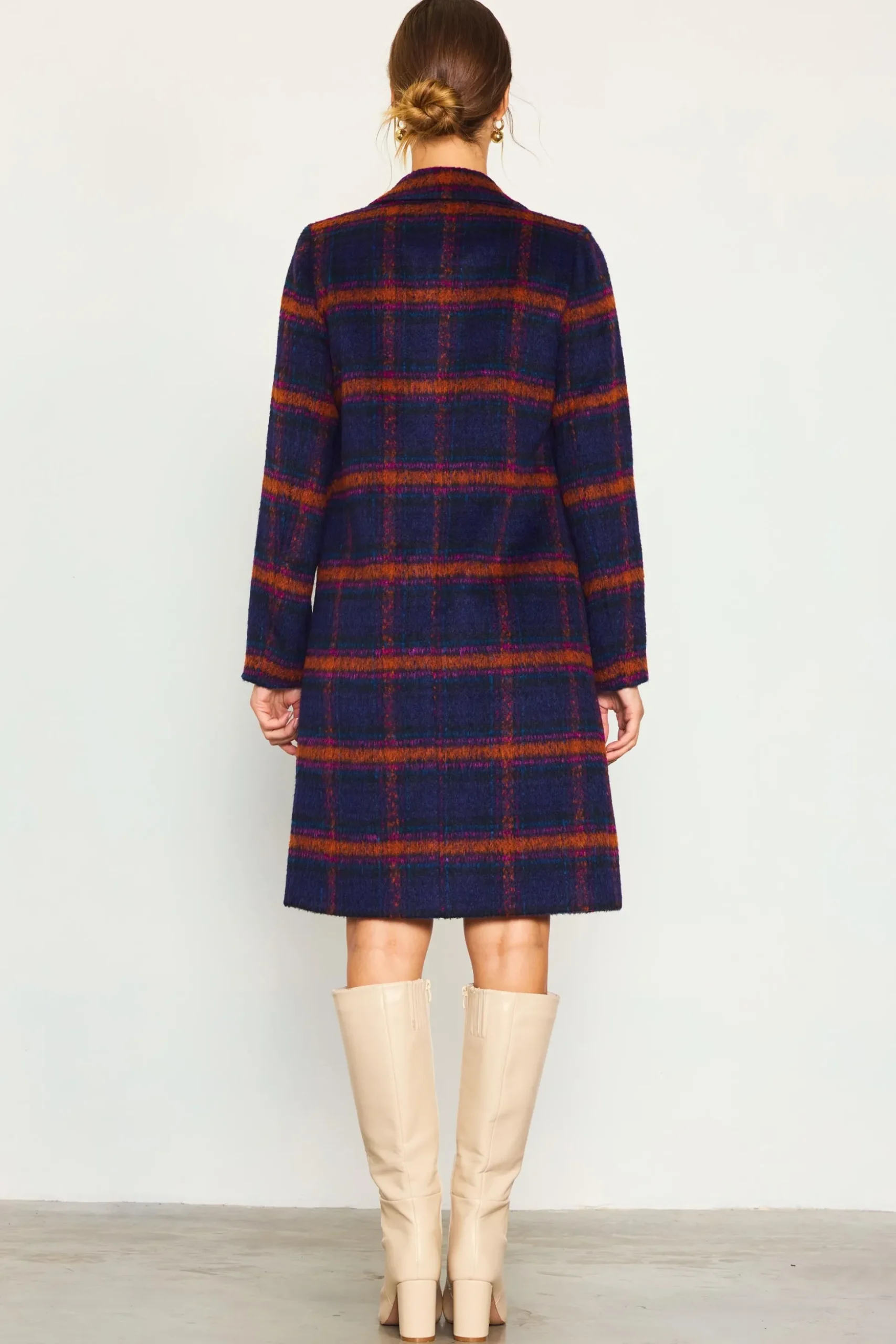 Double Breasted Plaid Coat