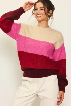 Drop Shoulder Color Block Sweater