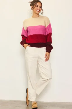Drop Shoulder Color Block Sweater