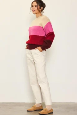 Drop Shoulder Color Block Sweater