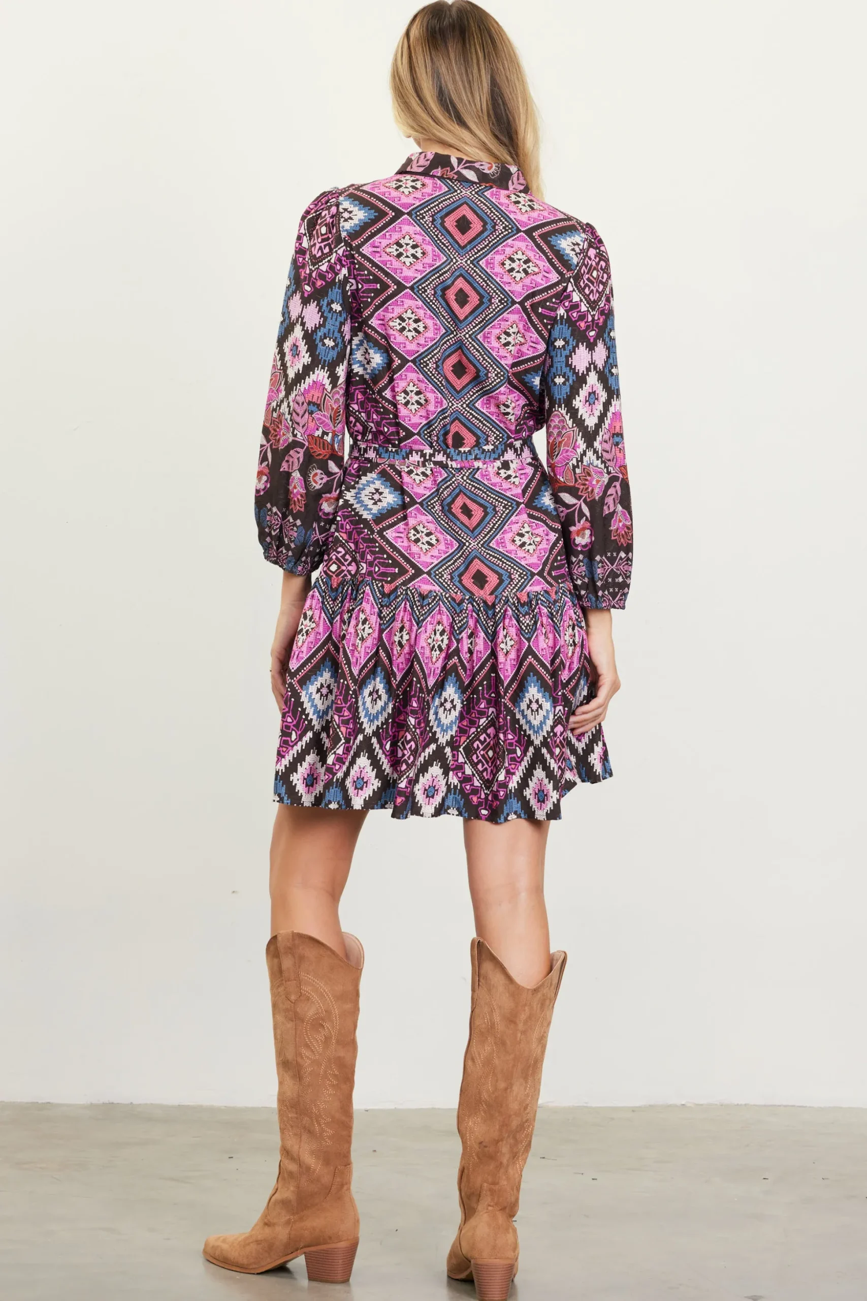 Edain Border Print Mini Dress