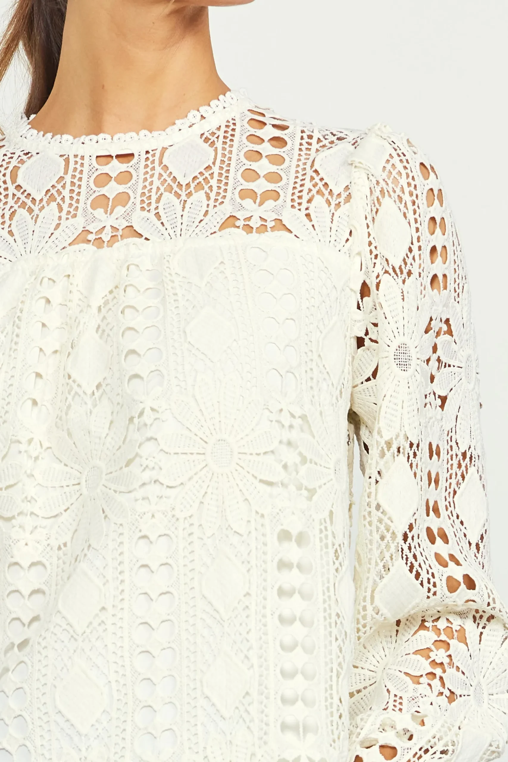 Eyelet Lace Longsleeve Blouse