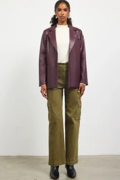 Faux Leather Tailored Blazer