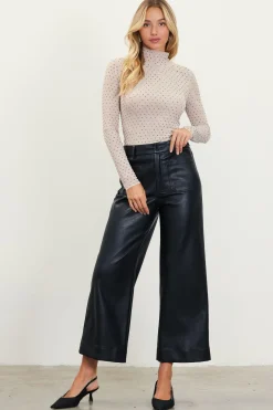 Faux Leather Wide Leg Pants