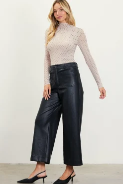 Faux Leather Wide Leg Pants