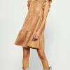 Faux Suede Tiered Mini Dress