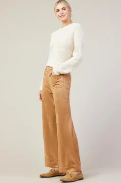 Faux Suede Wide Leg Pant