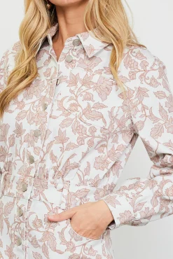 Floral Denim Button Down Dress