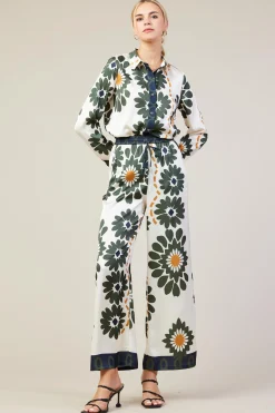 Floral Print Elastic Waistband Pants