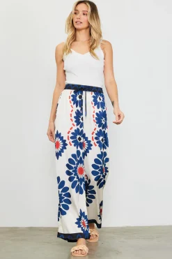 Floral Print Elastic Waistband Pants