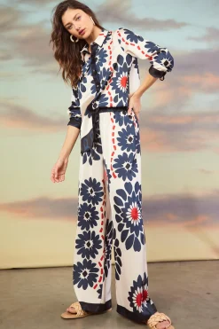 Floral Print Elastic Waistband Pants