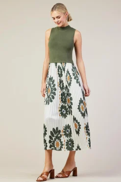 Floral Print Mixed Media Dress
