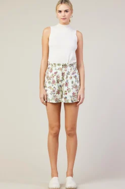 Floral Print Paper Bag Shorts