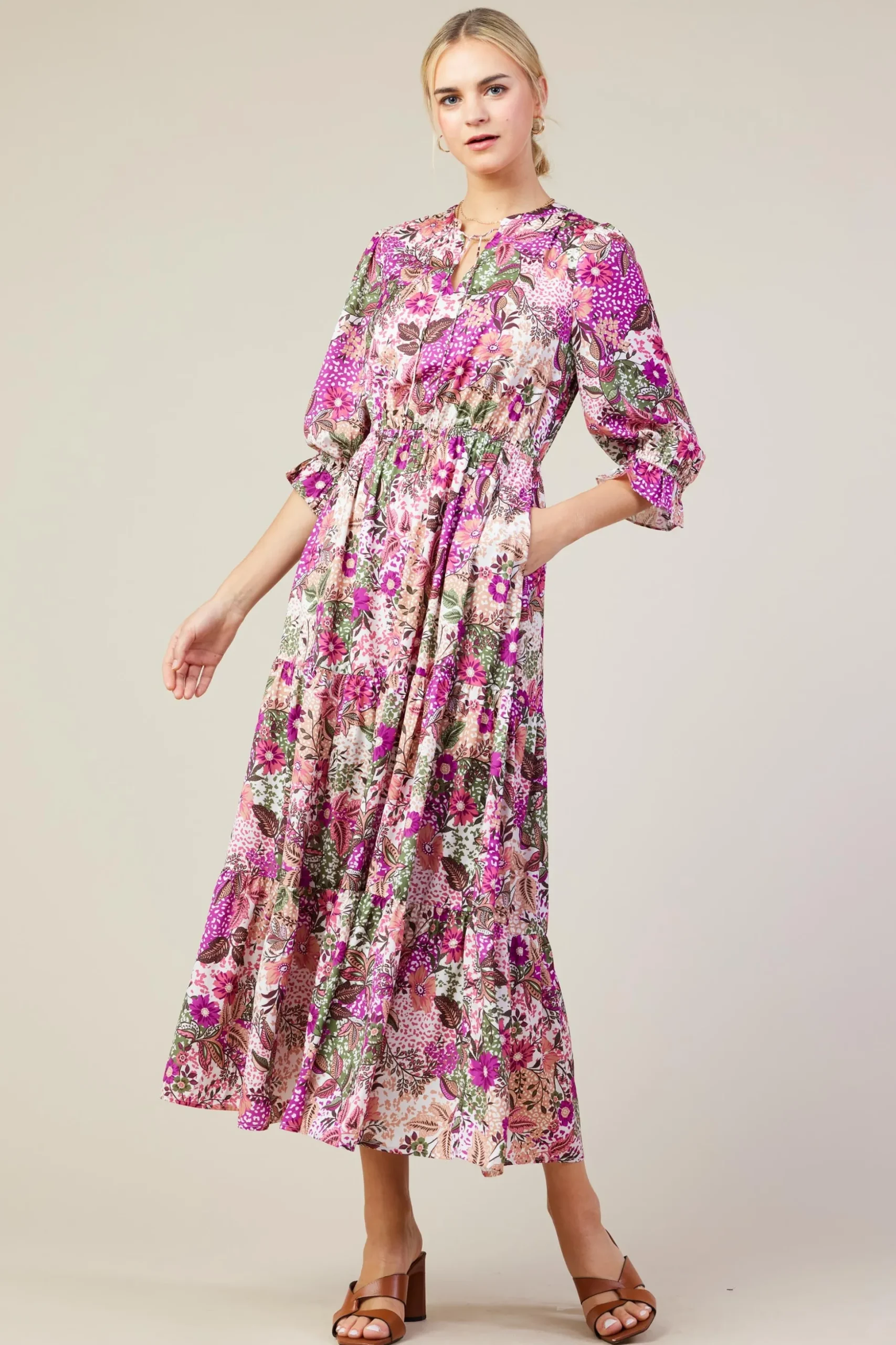 Floral Print Ruffle Maxi Dress
