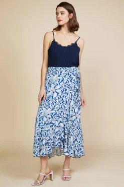 Floral Print Ruffled Wrap Skirt