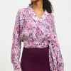 Floral Print Waist Self Tie Top
