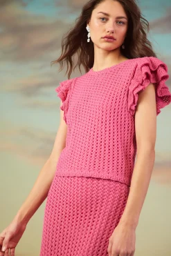 Flutter Sleeve Crochet Sweater