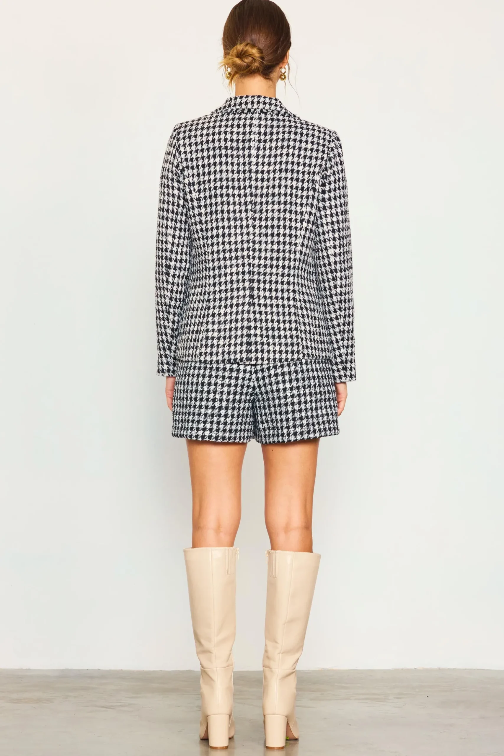Fringed Houndstooth Blazer