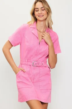 Front-Zip Utility Mini Dress