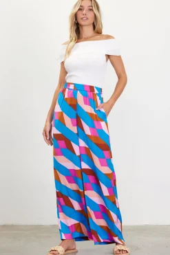 Geometric Print Wide Leg Pants