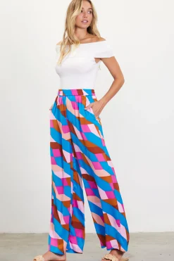 Geometric Print Wide Leg Pants
