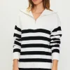 Half-Zip Striped Sweater