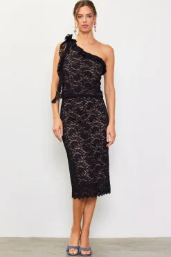 High Waisted Lace Midi Skirt