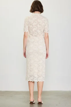 High Waisted Lace Midi Skirt