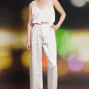High Waisted Satin Straight Leg Pant