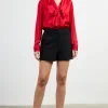 High-Rise Pleated Knit Shorts