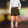 High-Rise Pleated Knit Shorts