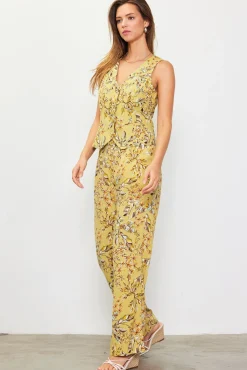 Ilona Floral Print Linen Pants
