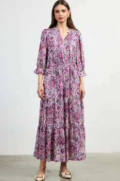 Jacquard Floral Motif Maxi Dress