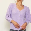 Jewelry Button Puff Sleeve Cardigan