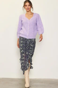 Jewelry Button Puff Sleeve Cardigan