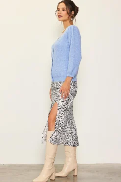 Jewelry Button Puff Sleeve Cardigan