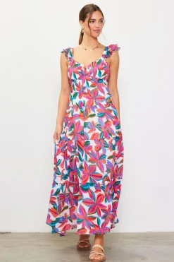 Juliette Floral Print Ruffle Sleeve Maxi Dress