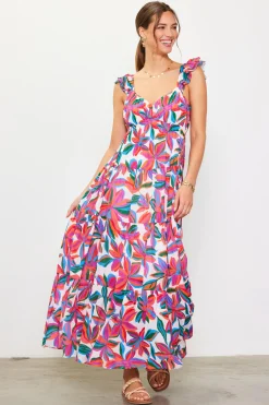 Juliette Floral Print Ruffle Sleeve Maxi Dress