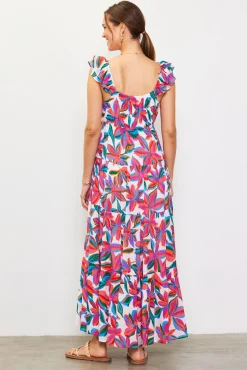 Juliette Floral Print Ruffle Sleeve Maxi Dress