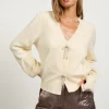 Kaira Ribbon Detail Puff Sleeve Cardigan