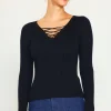 Laced Up Long Sleeve Knit Top