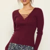 Laced Up Long Sleeve Knit Top