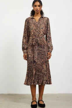 Leopard Print Shirt Midi Dress