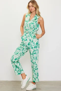 Lily Print Twill Sleeveless Jumpsuit
