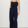 Linen Blend Shoulder Strap Jumpsuit