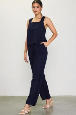 Linen Blend Square Neck Tank Top