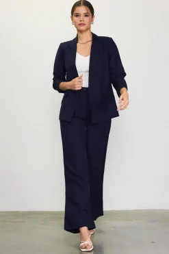 Linen Blend Wide Leg Trousers